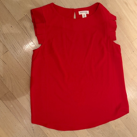 Monteau Los Angeles Tops - Monteau Red Ruffle-Sleeve Blouse